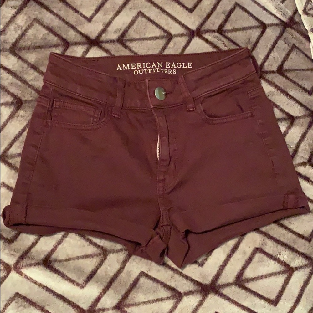 burgundy shorts